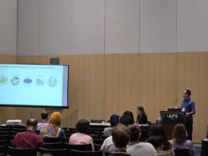 Jake Moran giving a talk.